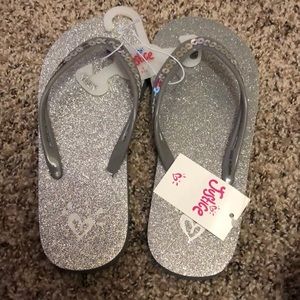 Justice sparkle flip flops
